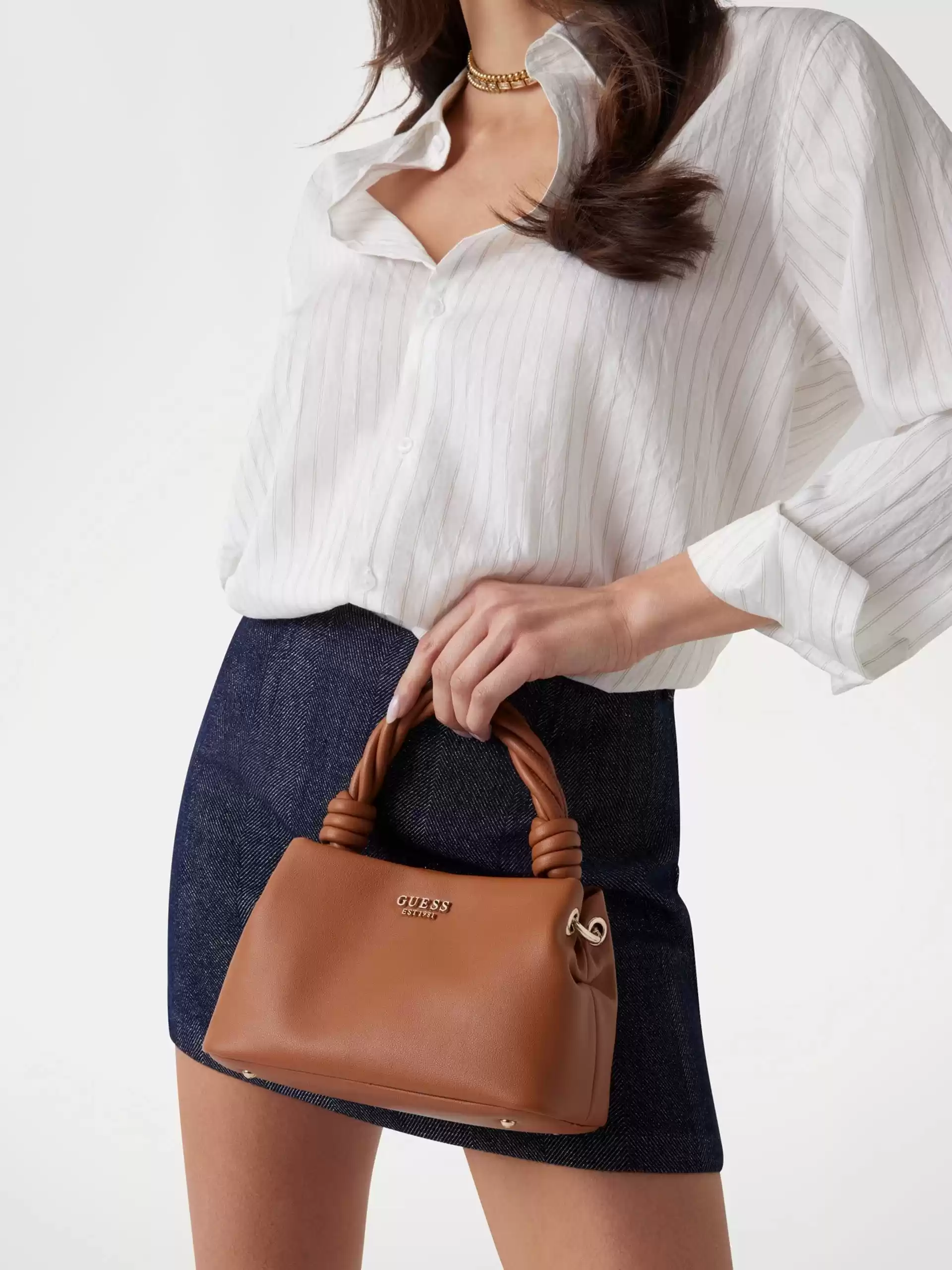 Guess Kadın Kahverengi Sansa El Saplı Crossbody Çanta