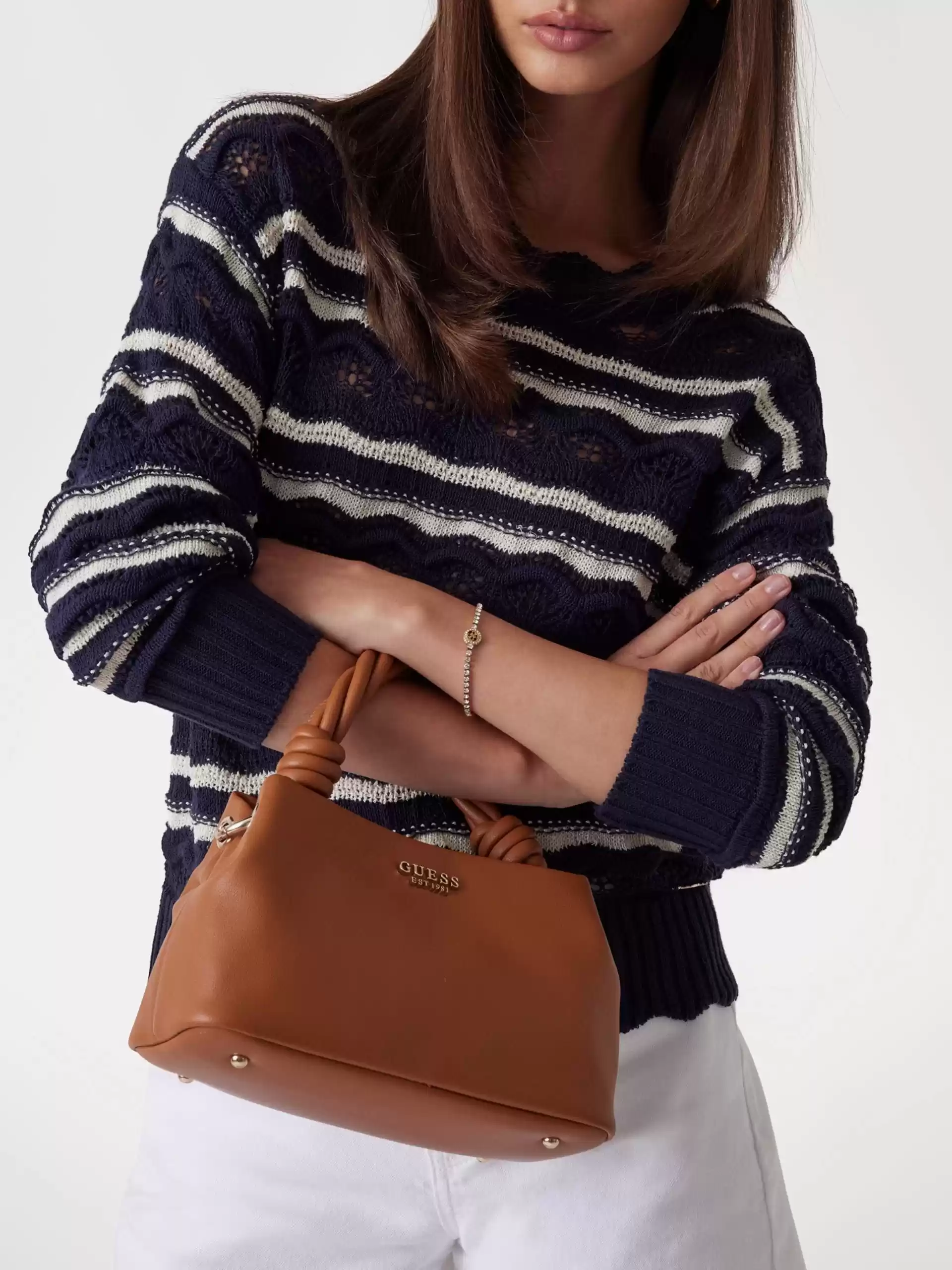 Guess Kadın Kahverengi Sansa El Saplı Crossbody Çanta