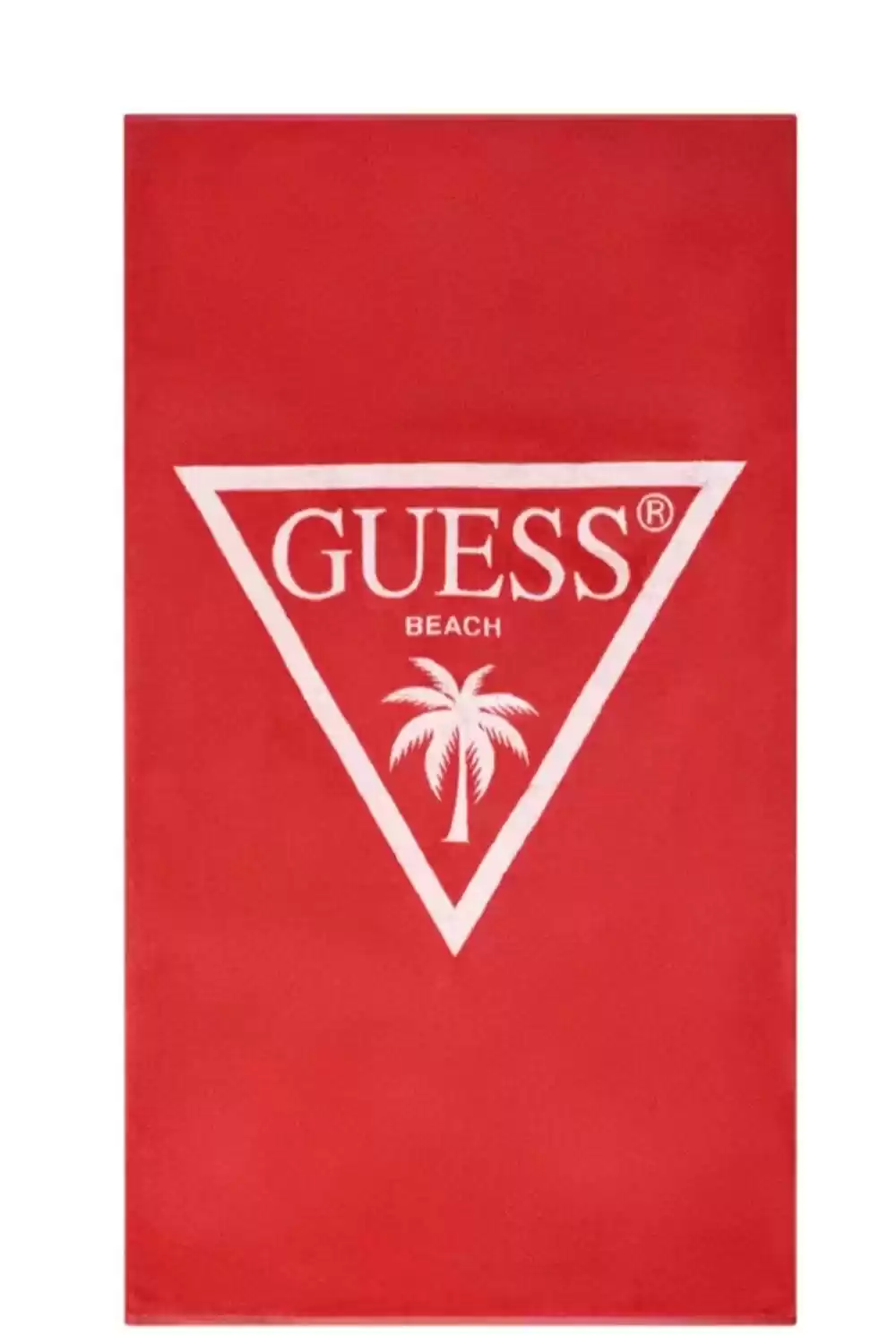 Guess Kadın Kırmızı Jakarlı Palmiye Desenli Logolu Plaj Havl