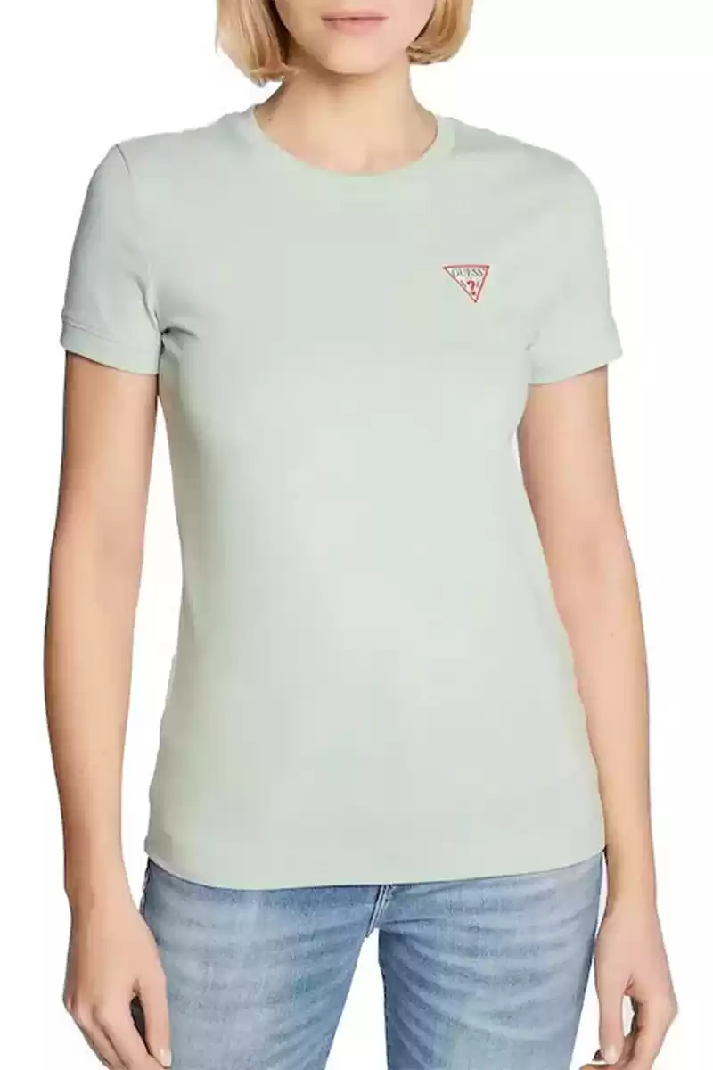 Guess Kadın Mini Üçgen Logolu Yeşil T-Shirt