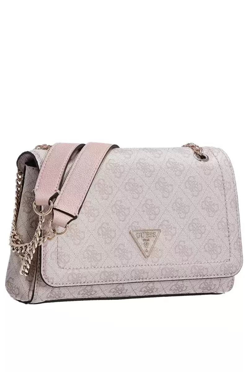 Guess Kadın Pembe Noelle Dönüştürülebilir Flap Crossbody Çan