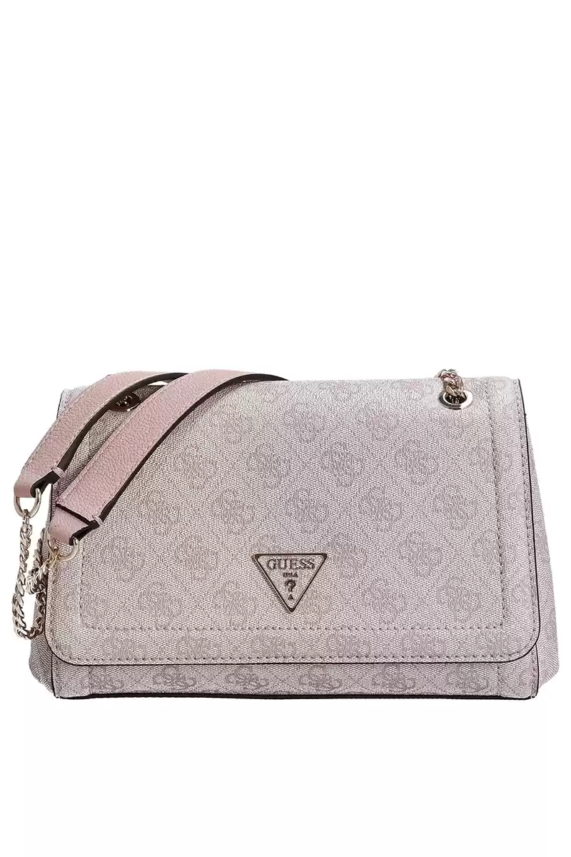 Guess Kadın Pembe Noelle Dönüştürülebilir Flap Crossbody Çan