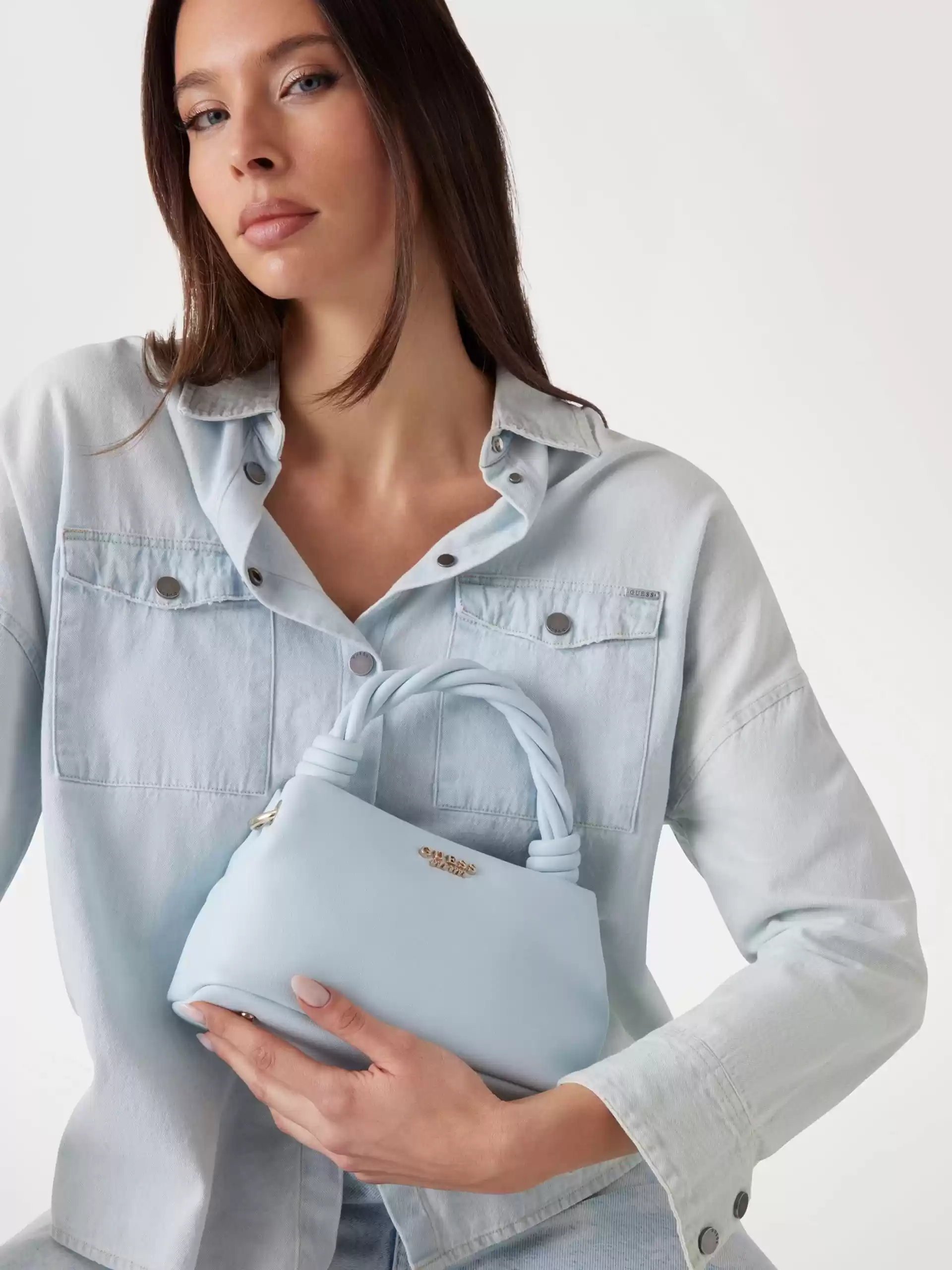 Guess Kadın Mavi  Sansa El Saplı Crossbody Çanta