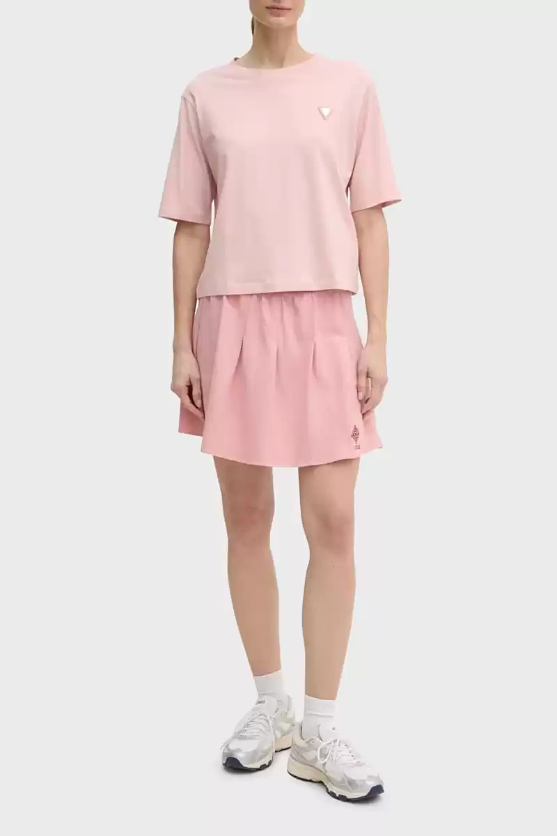 Guess Kadın Pembe Logolu T-Shirt