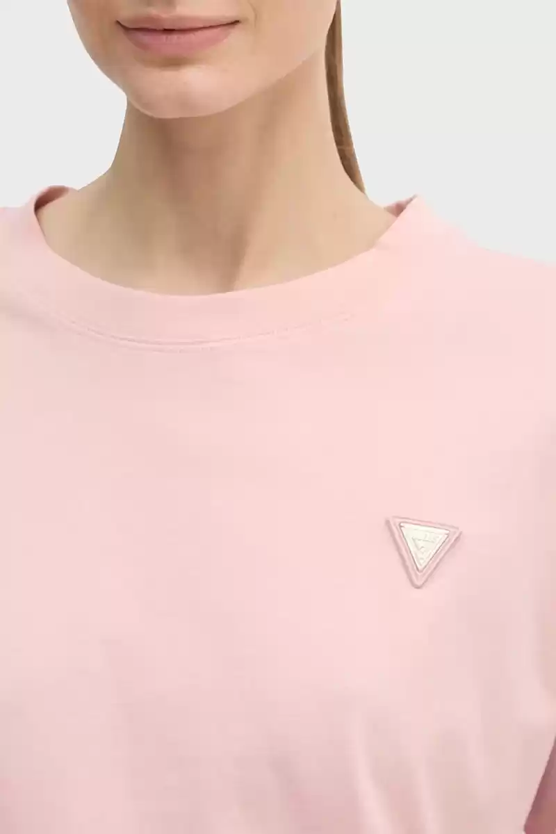 Guess Kadın Pembe Logolu T-Shirt