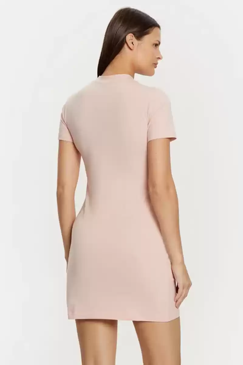 Guess Kadın Logolu Stretch Pembe Mini Elbise