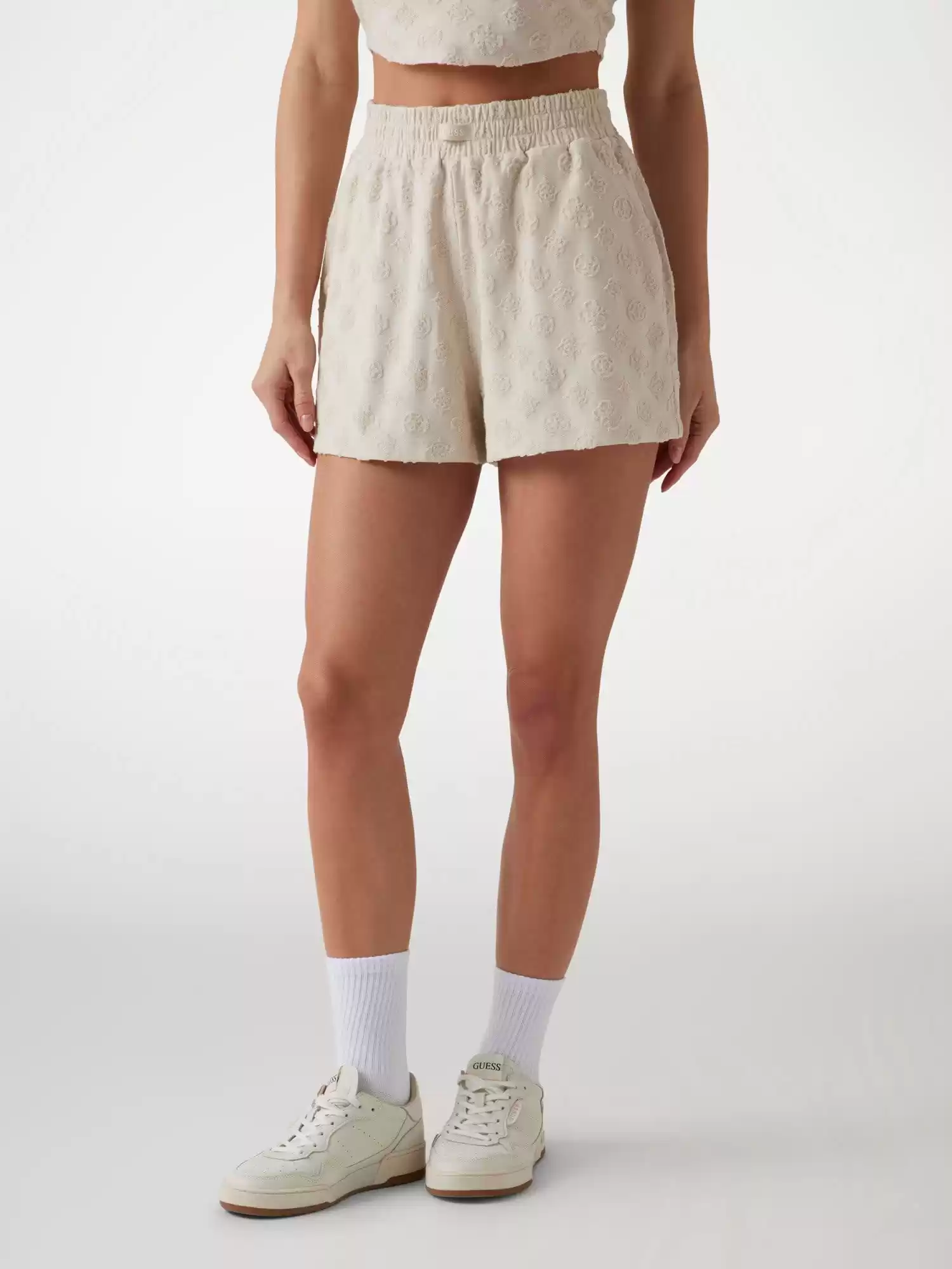 Guess Kadın Ekru Peony Jakarlı Şort
