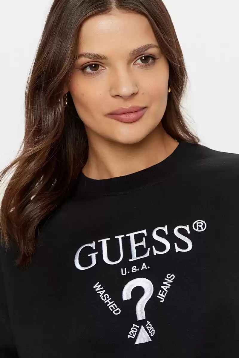 Guess Kadın Roberta Logolu Siyah Sweatshirt