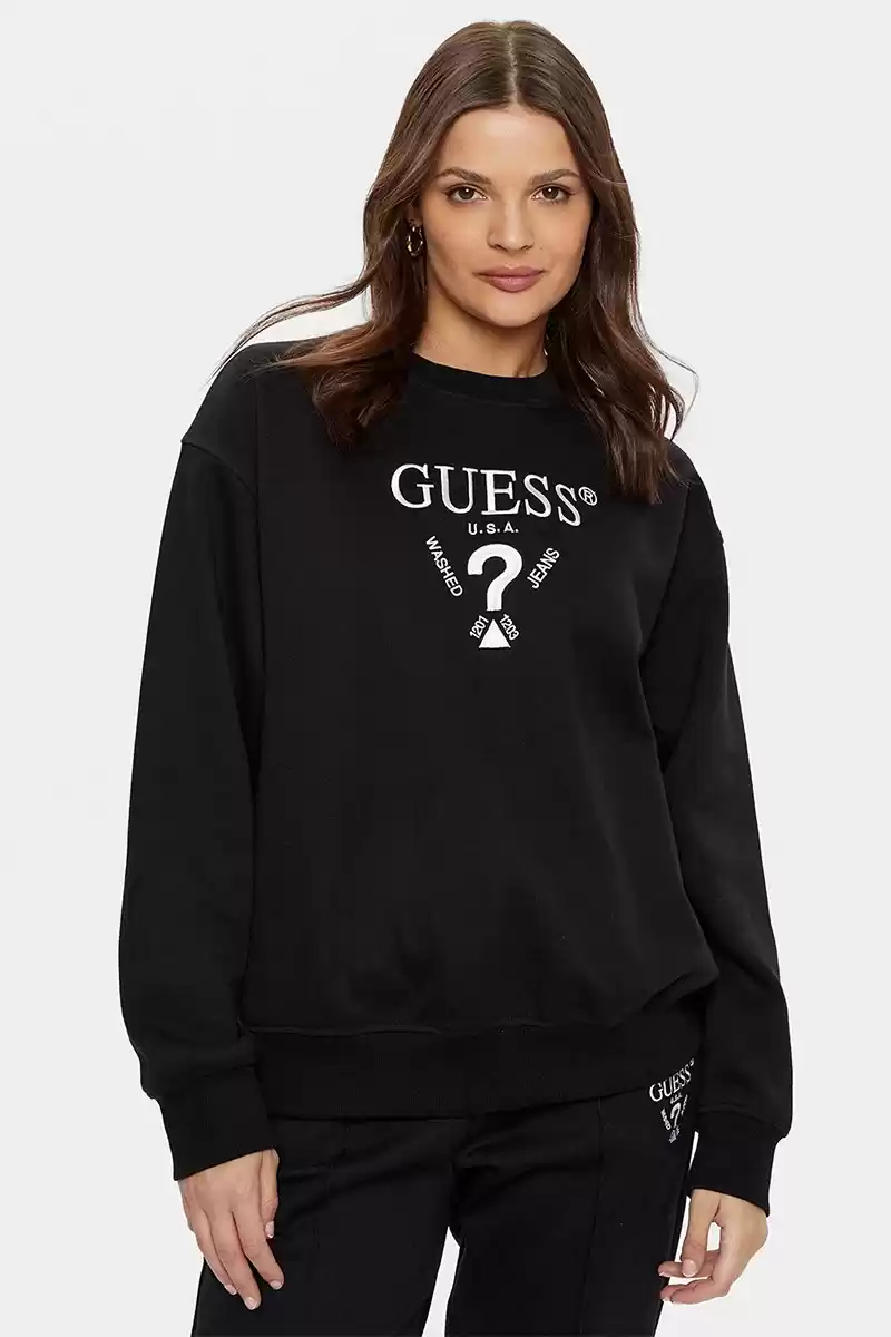 Guess Kadın Roberta Logolu Siyah Sweatshirt