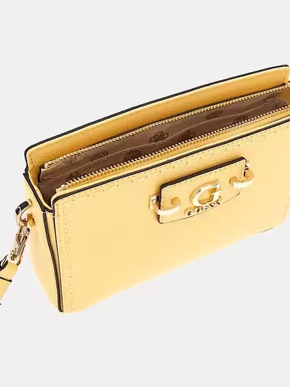 Guess Kadın Sarı  Nastra Mini Üstten Fermuarlı Crossbody Çan
