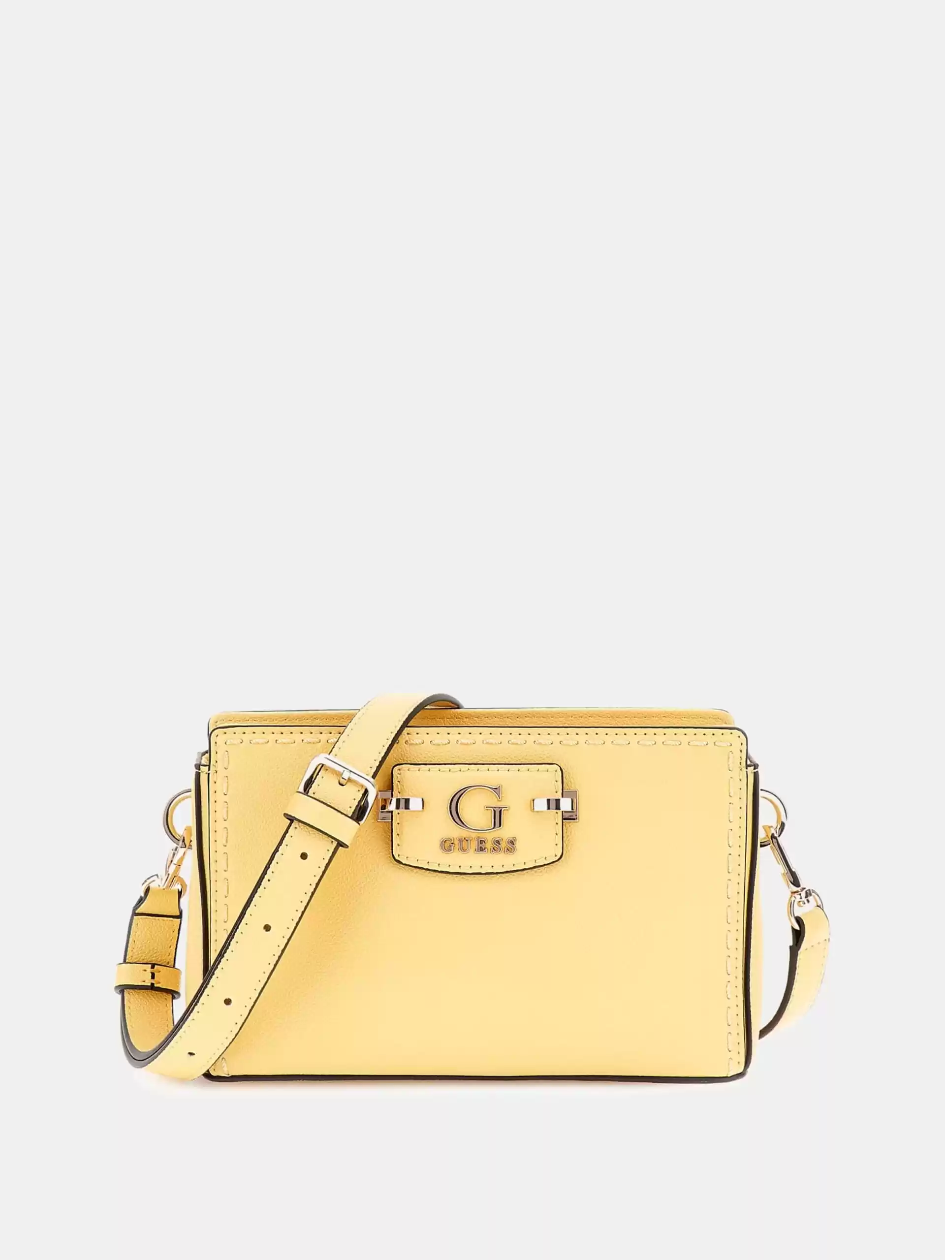Guess Kadın Sarı  Nastra Mini Üstten Fermuarlı Crossbody Çan