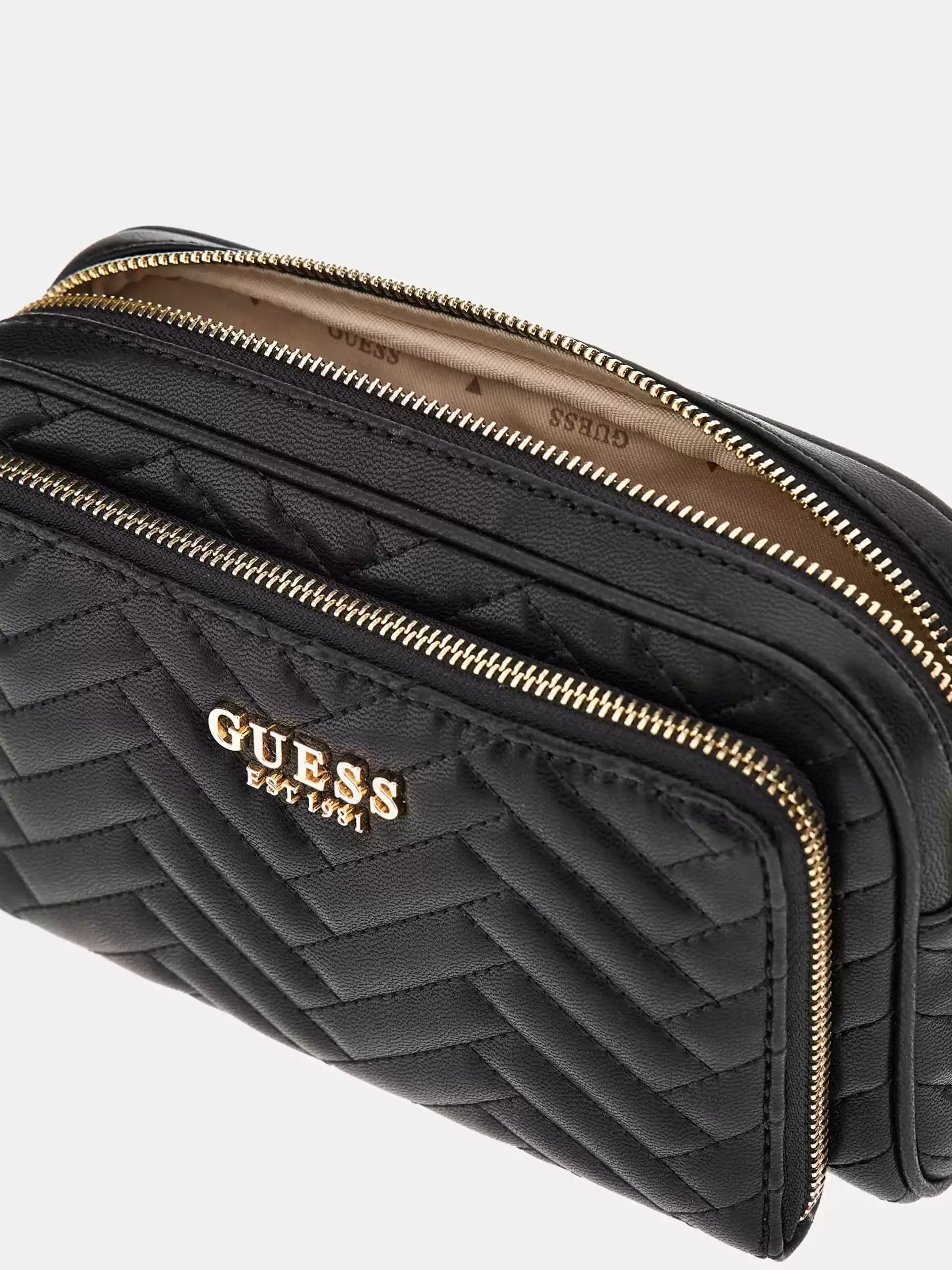 Guess Kadın Siyah Anning Kapitoneli Mini Çapraz Çanta