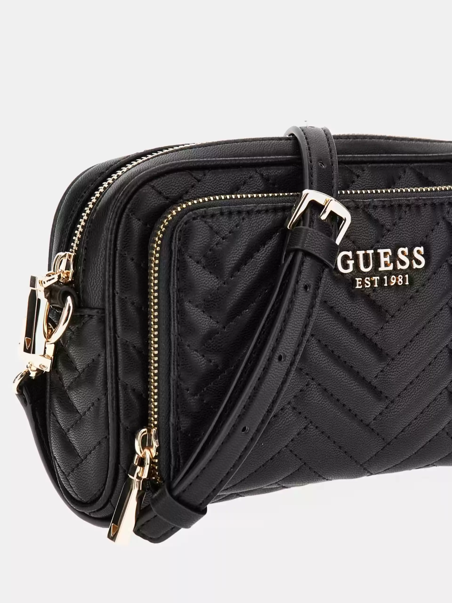 Guess Kadın Siyah Anning Kapitoneli Mini Çapraz Çanta