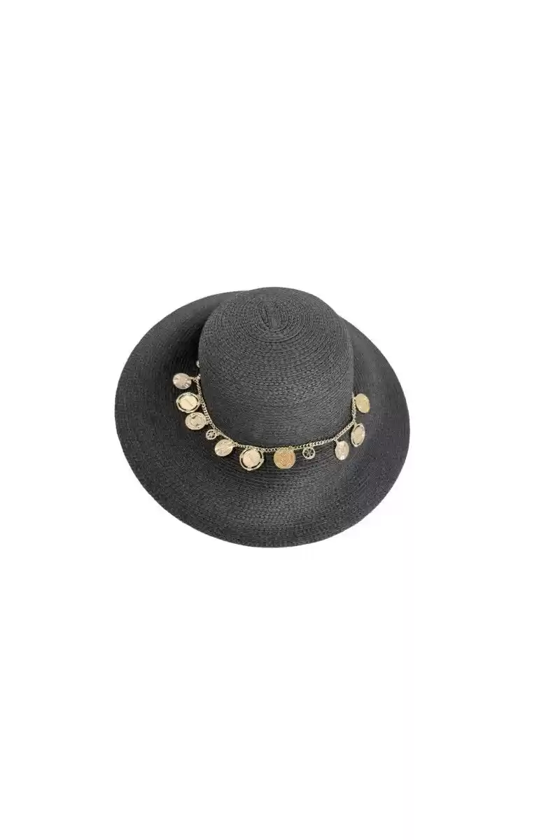 Guess Kadın Siyah Charm’lı Geniş Kenarlı Şapka