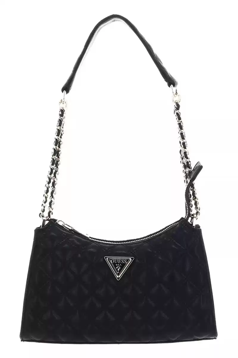 Guess Kadın Siyah Giully Üstten Fermuarlı Omuz Çantası