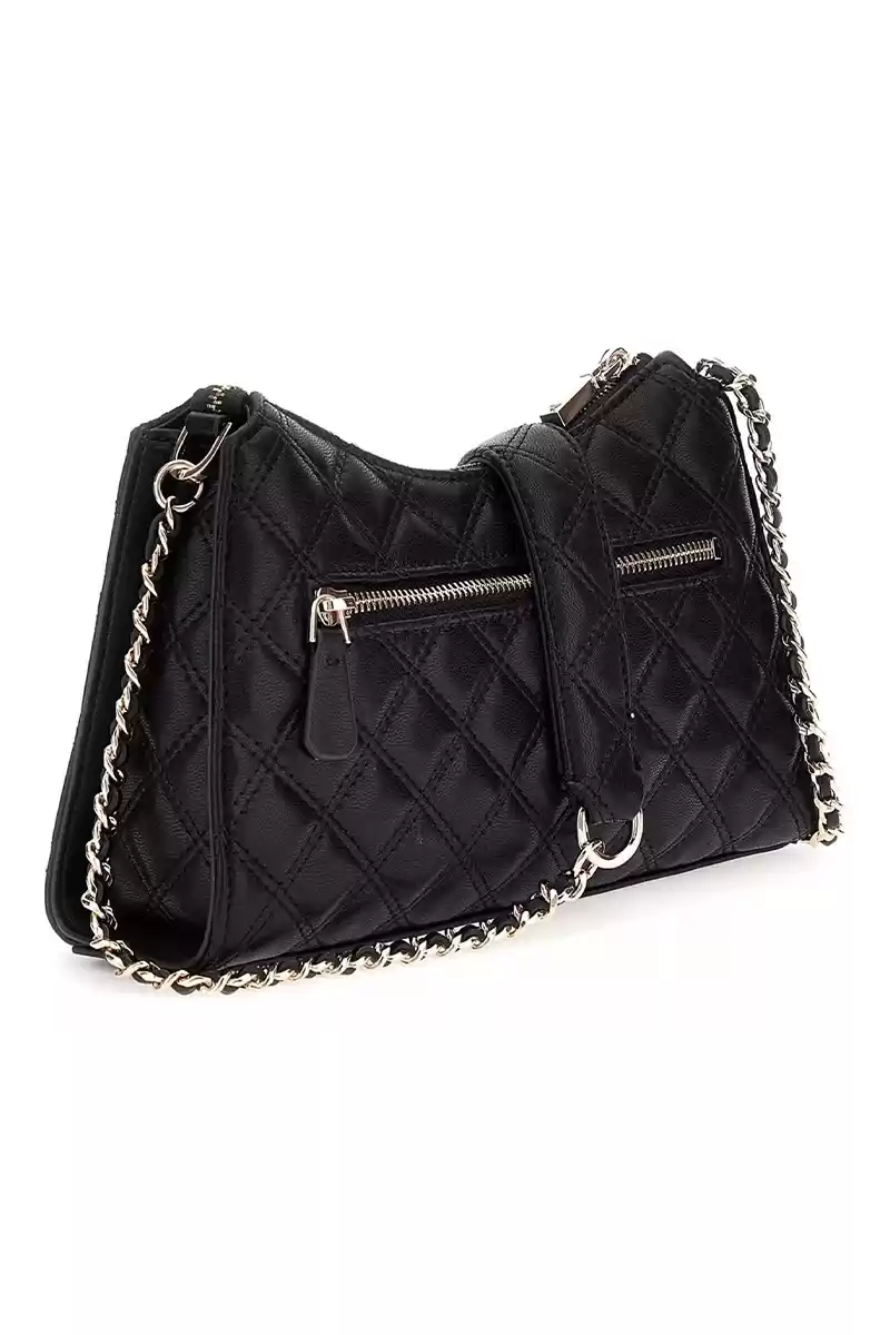 Guess Kadın Siyah Giully Üstten Fermuarlı Omuz Çantası