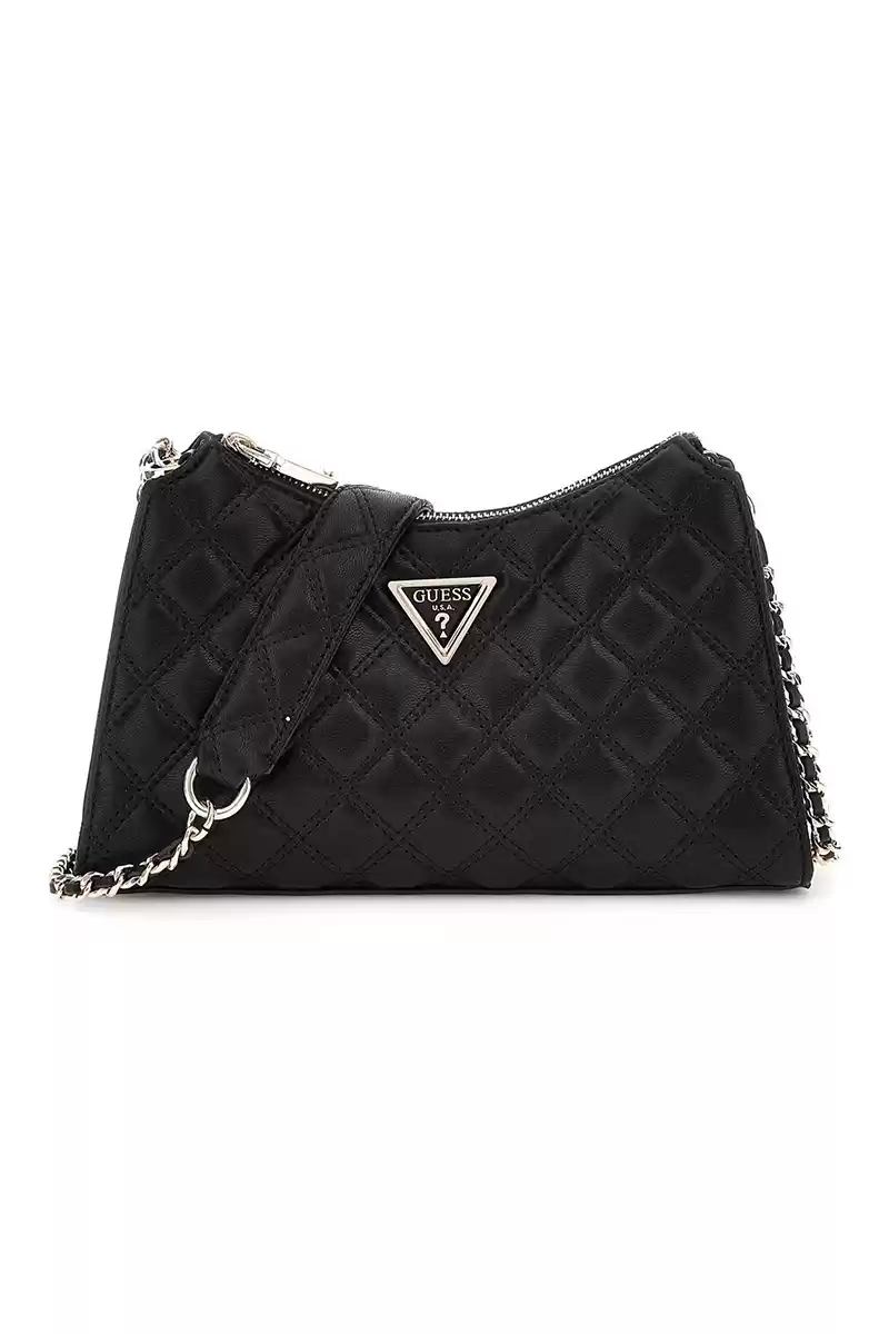 Guess Kadın Siyah Giully Üstten Fermuarlı Omuz Çantası