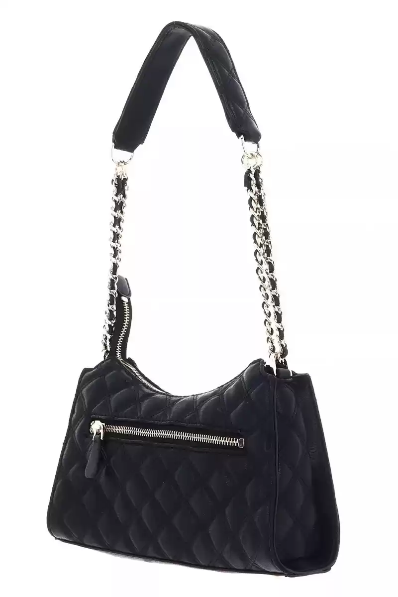 Guess Kadın Siyah Giully Üstten Fermuarlı Omuz Çantası
