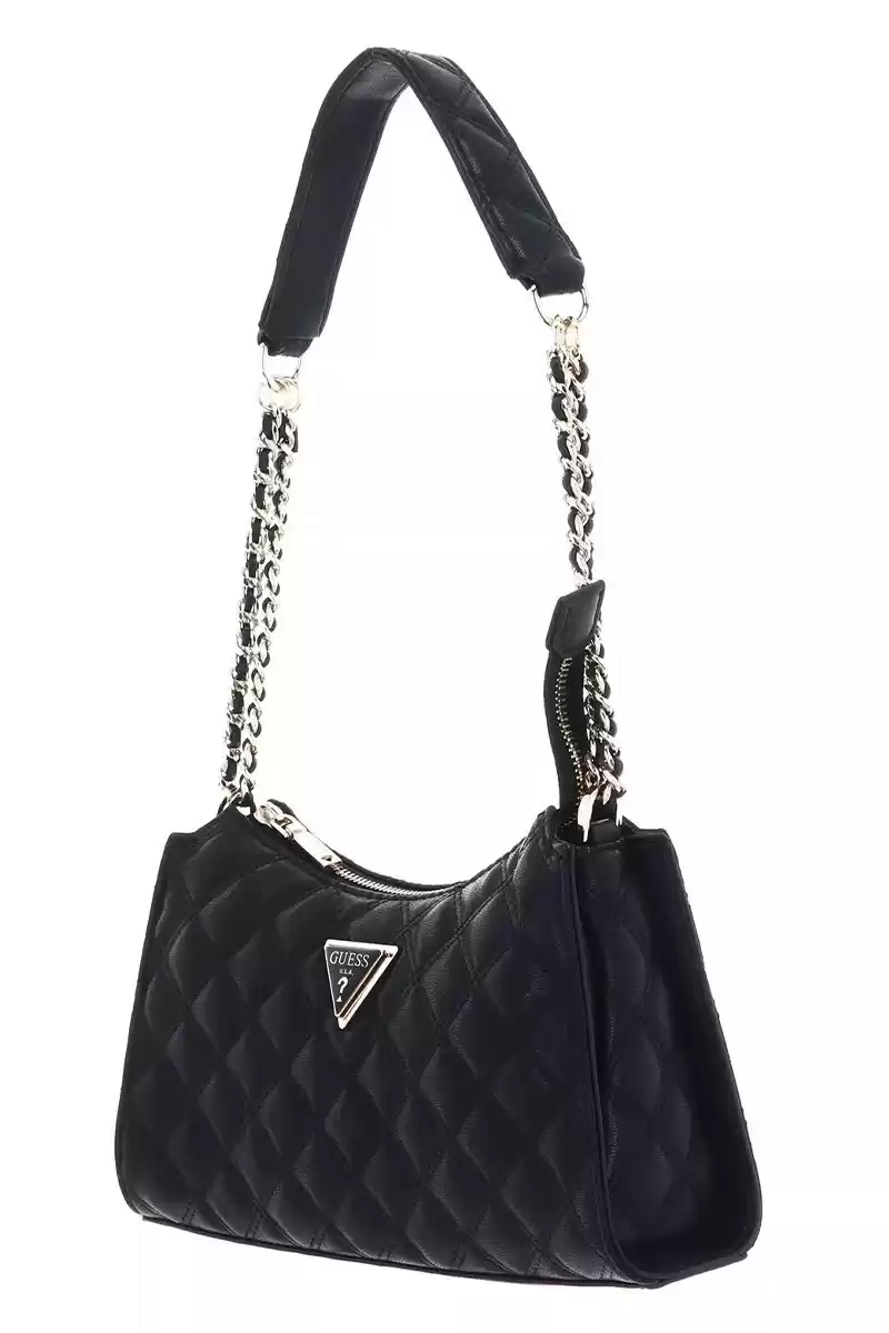 Guess Kadın Siyah Giully Üstten Fermuarlı Omuz Çantası