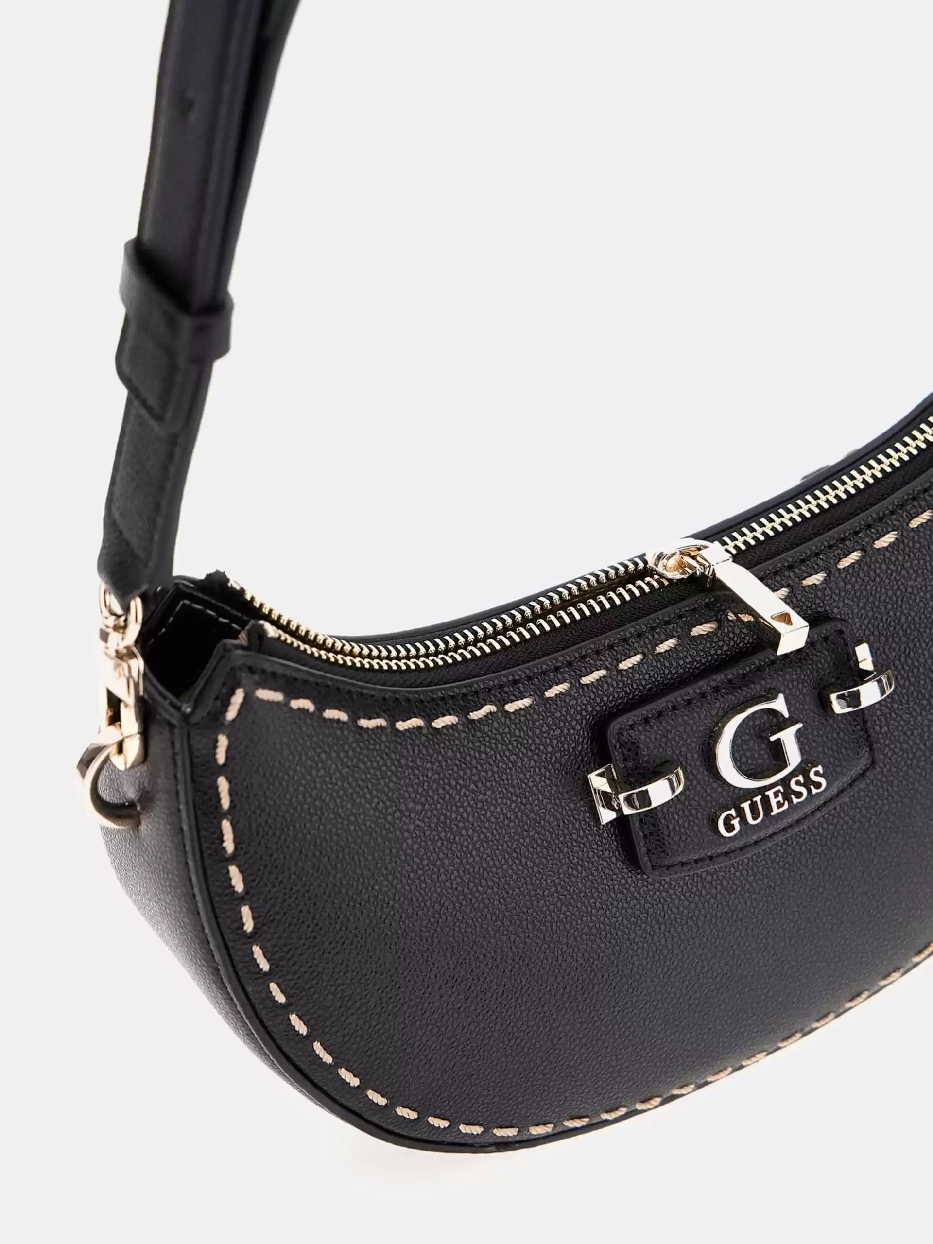 Guess Kadın Siyah Nastra Üstten Fermuarlı Omuz Çantası