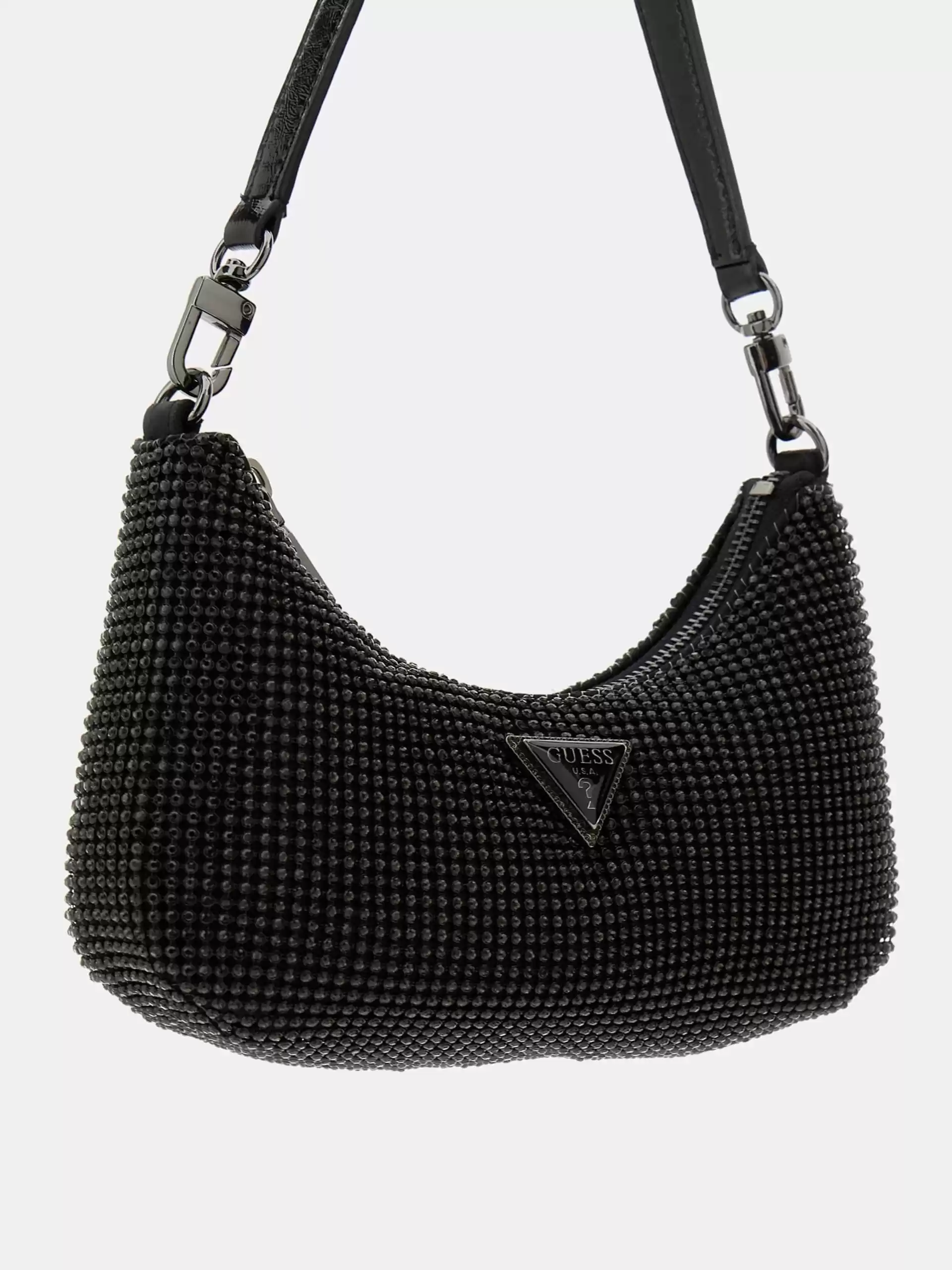 Guess Kadın Siyah Zalina Mini Üstten Fermuarlı Omuz Çantası
