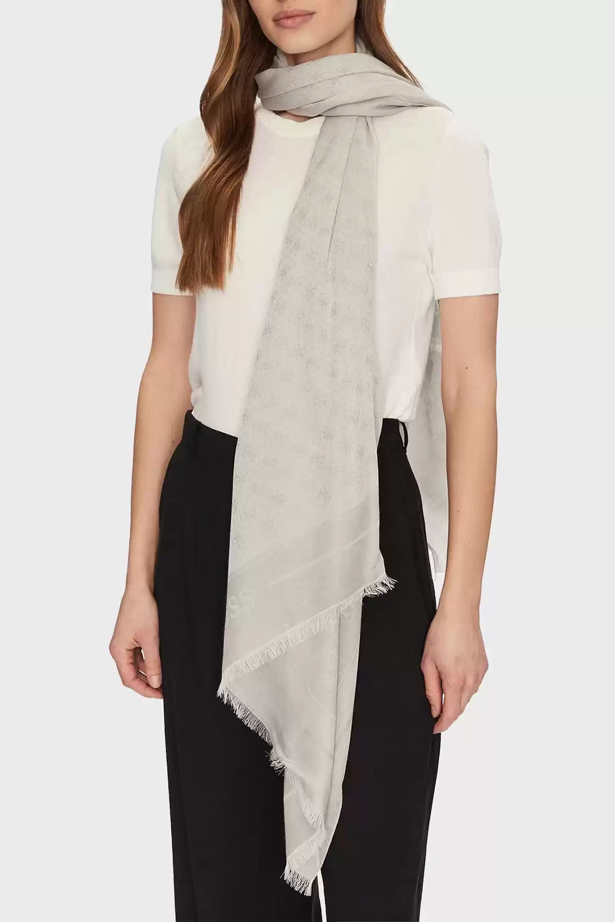 Guess Kadın Kahverengi Zamira Jakarlı Logo Baskılı 80 x 180