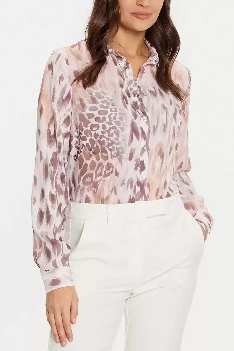 Guess Kadın Zebra Desenli Çok Renkli Gömlek