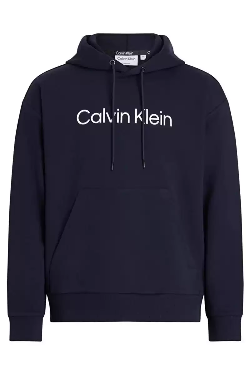 Calvin Klein Erkek Logolu Kapüşonlu Lacivert Sweatshirt