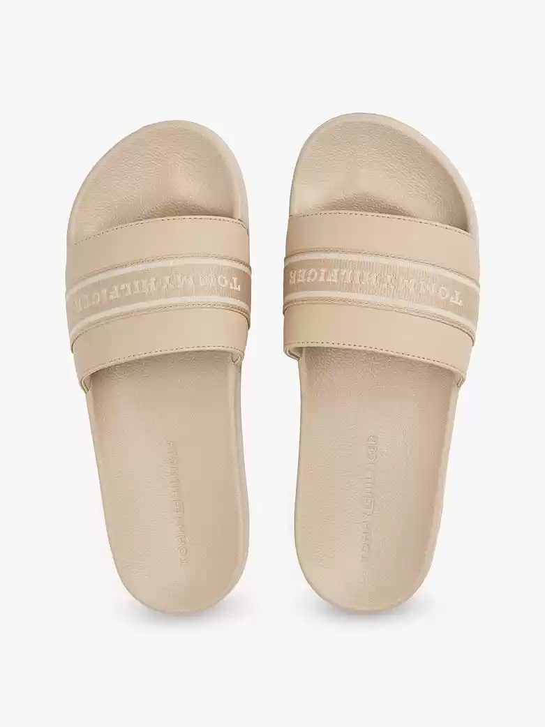 Tommy Hilfiger Kadın  Bej Logolu  Terlik