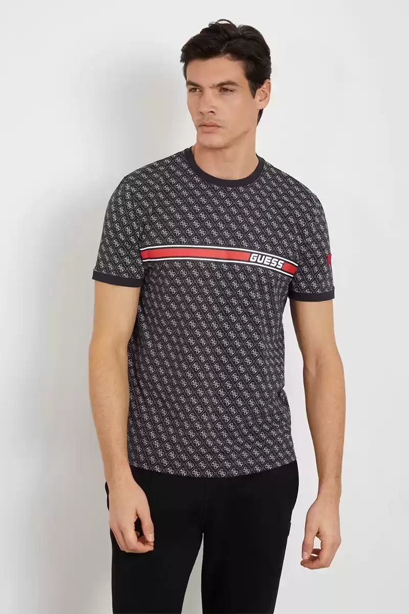 Guess Erkek Jamey Siyah Tamamı 4G Logolu T-Shirt
