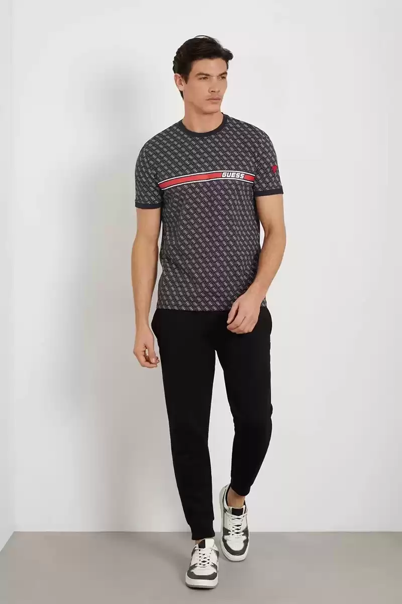 Guess Erkek Jamey Siyah Tamamı 4G Logolu T-Shirt