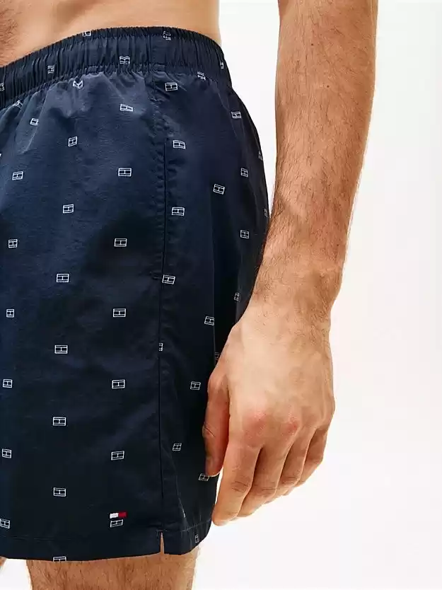 Tommy Hilfiger Erkek Lacivert Baskılı Deniz Şortu