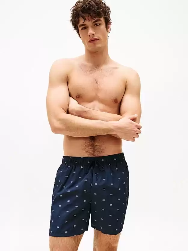 Tommy Hilfiger Erkek Lacivert Baskılı Deniz Şortu
