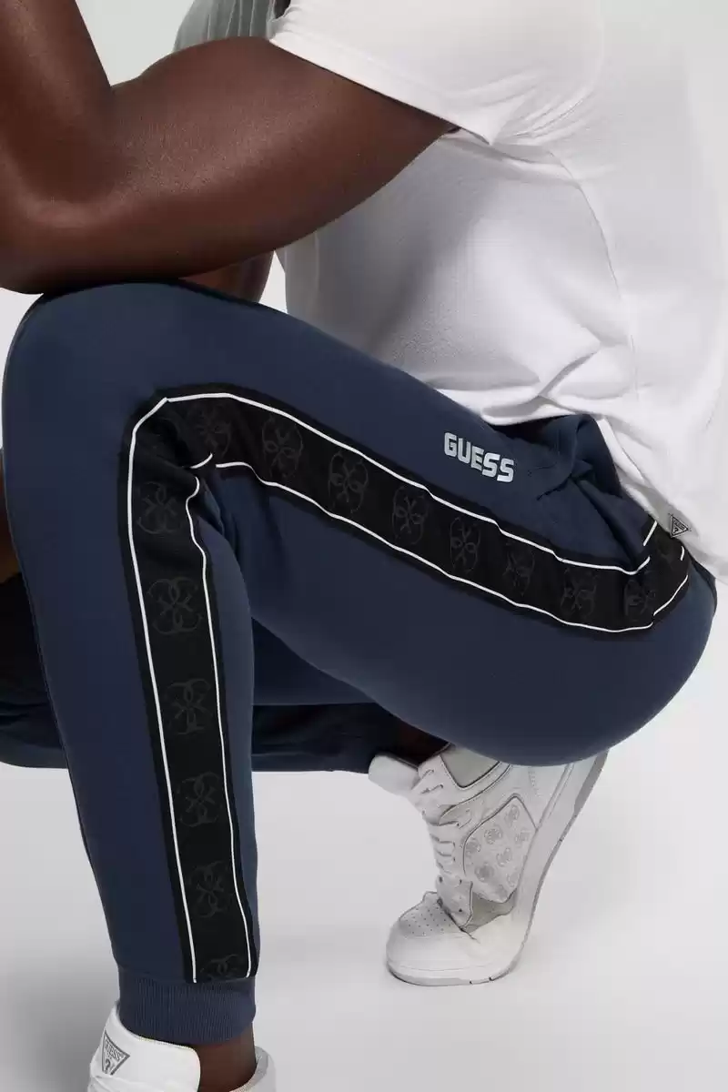Guess Erkek Lacivert Yan Tarafı Logolu Eşofman Altı