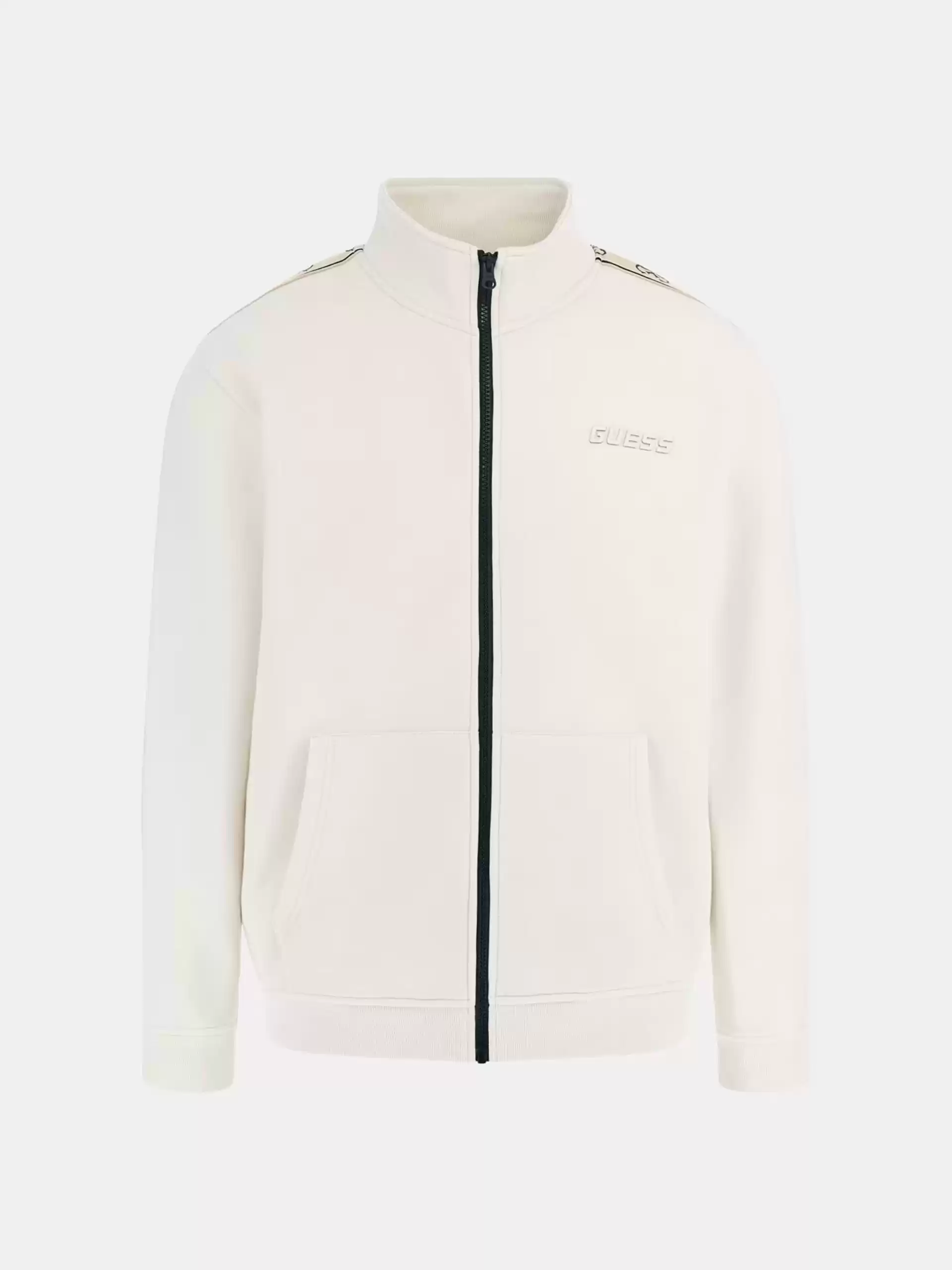 Guess Erkek Bej Yanları Logolu Fermuarlı Sweatshirt