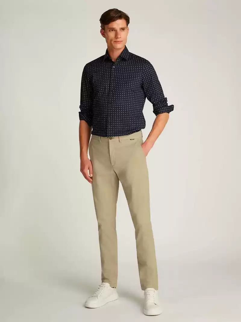 Calvin Klein Erkek  İnce Streç Twill Haki Chino Pantolon