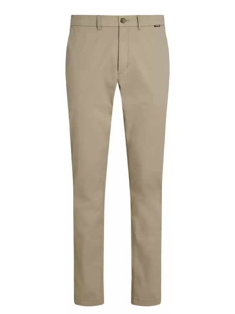 Calvin Klein Erkek  İnce Streç Twill Haki Chino Pantolon
