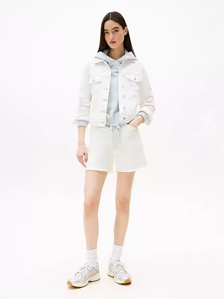 Tommy Hilfiger Kadın Beyaz Regular Denim Mom Şort