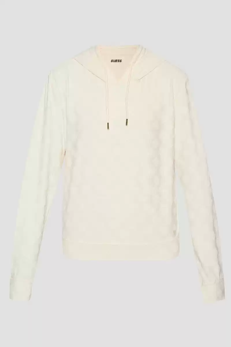 Guess Kadın Pembe 4G Logolu Kapşonlu Sweatshirt