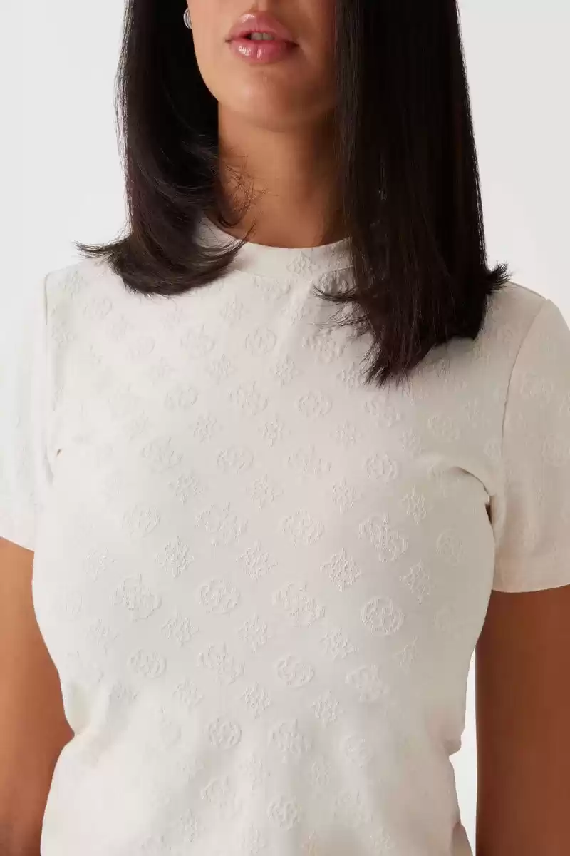 Guess Kadın Peony Pembe 4G Logolu T-Shirt