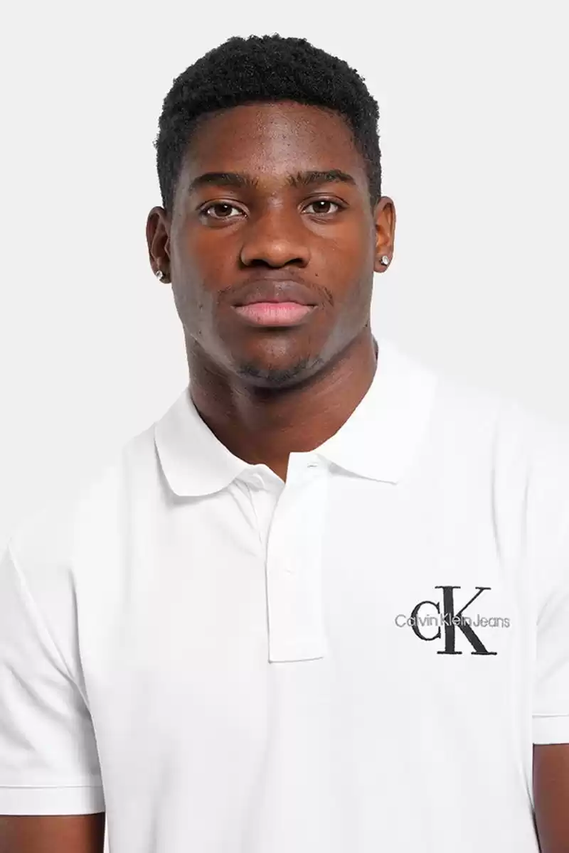 Calvin Klein Erkek Monogram Polo Yaka Beyaz T-shirt