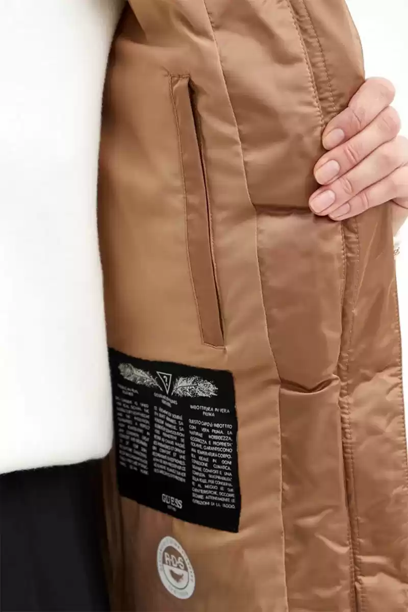 Guess Kadın Olga Kürk Yakalı Krem Mont