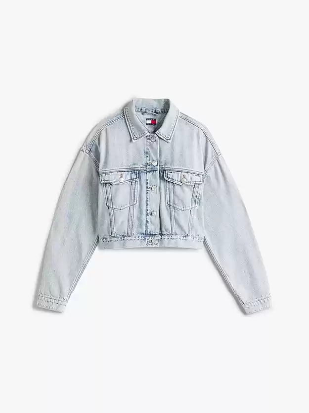 Tommy Jeans Kadın Açık Mavi Oversize Crop Denim Ceket