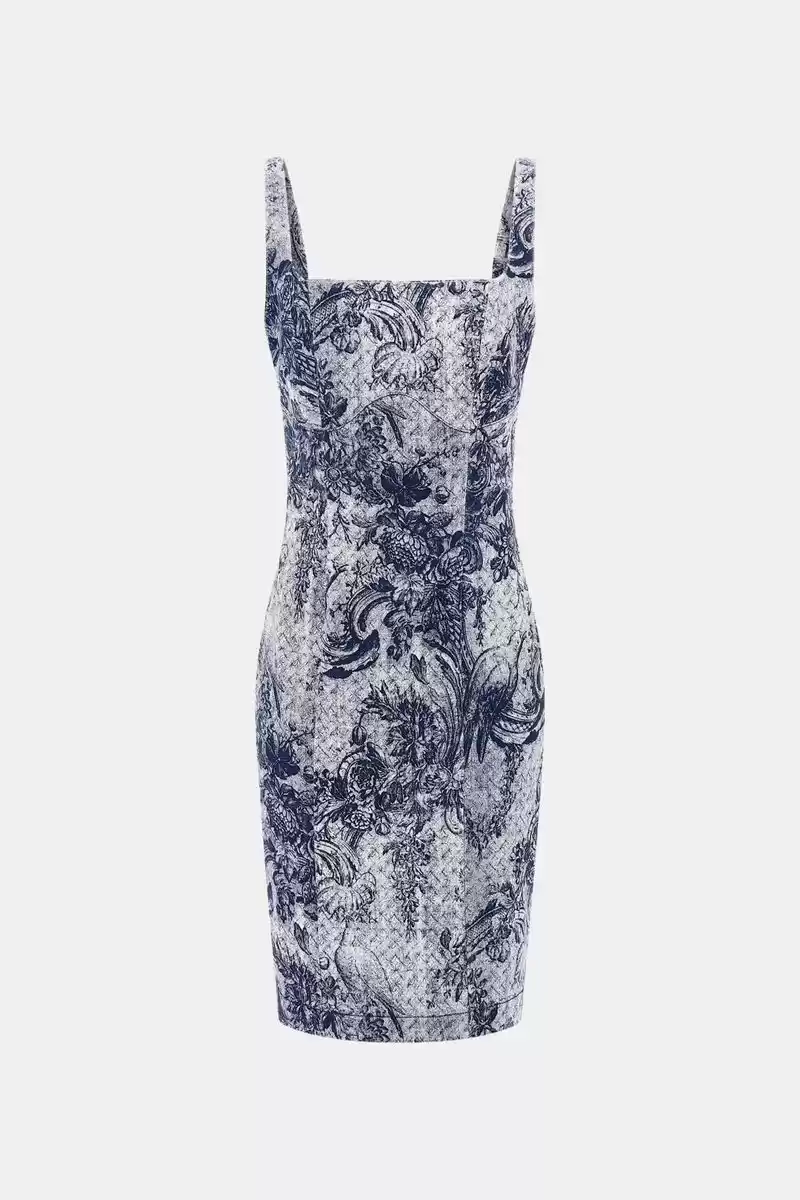 Guess Kadın Desenli Streç Denim Midi Elbise