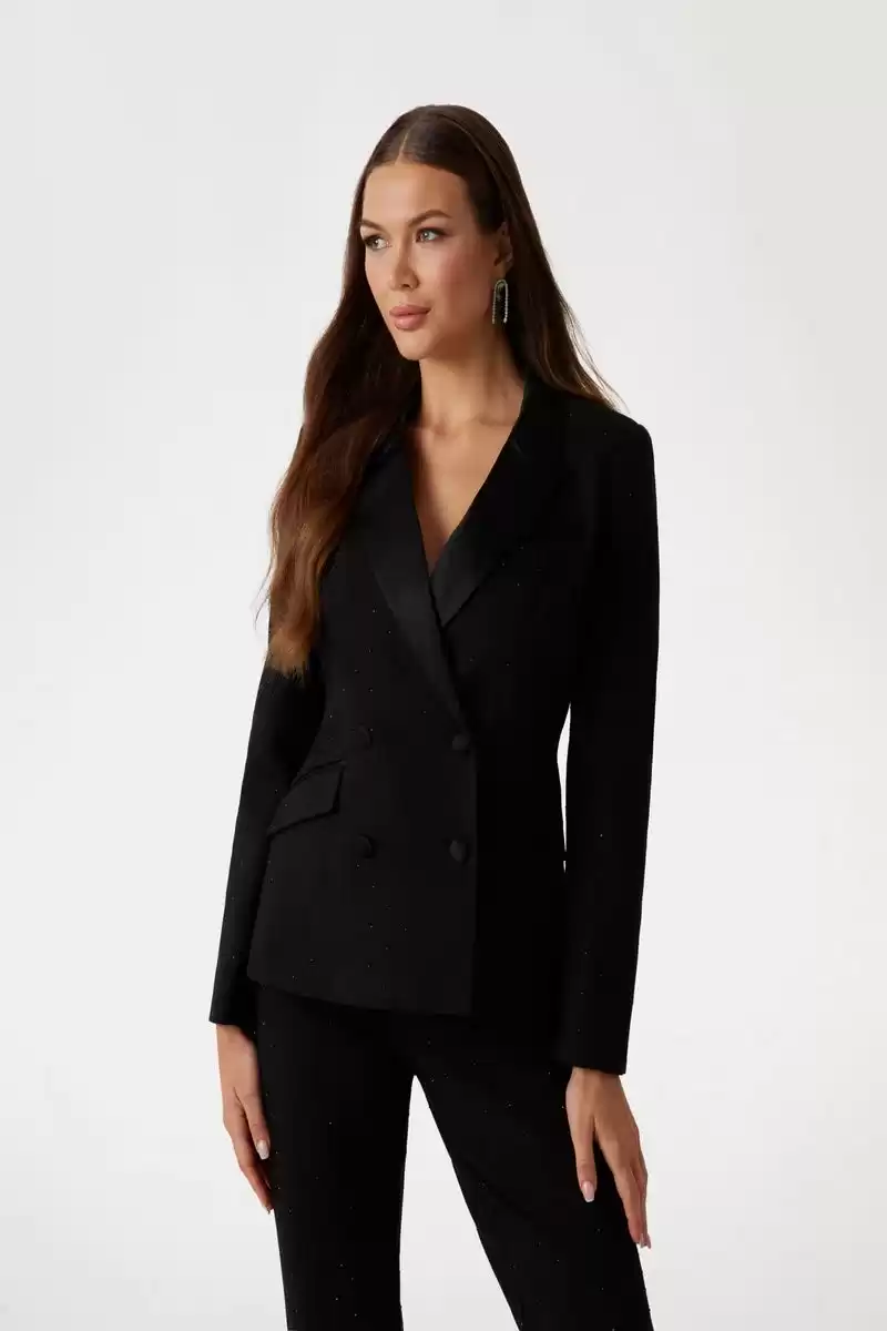 Guess Kadın Siyah Marciano Kruvaze Blazer Ceket