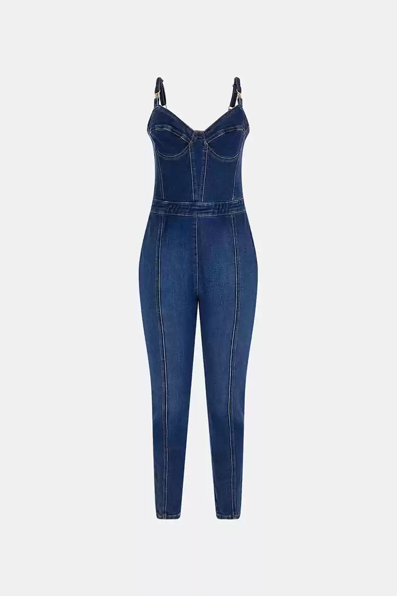 Guess Kadın Kalp Yaka Skinny Jean Mavi Tulum