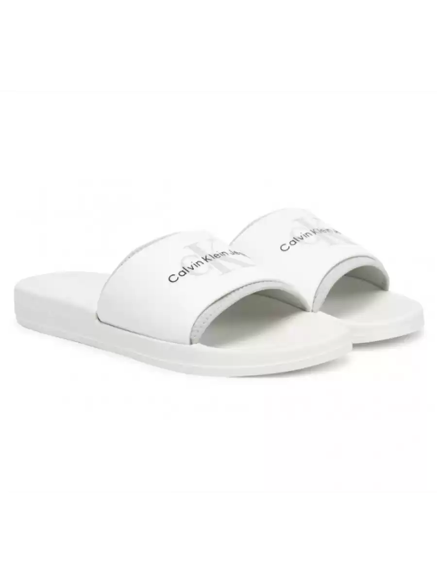 Calvin Klein Erkek Beyaz Logolu Terlik