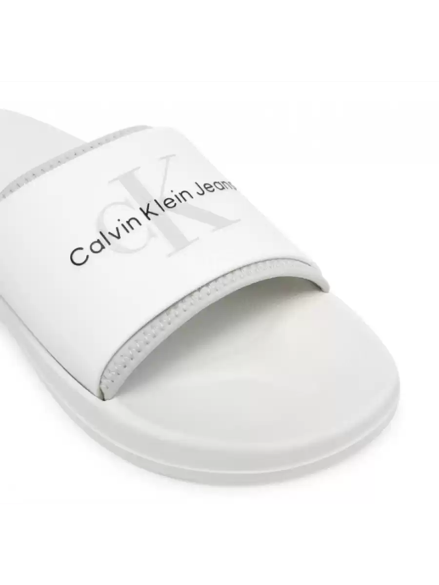 Calvin Klein Erkek Beyaz Logolu Terlik