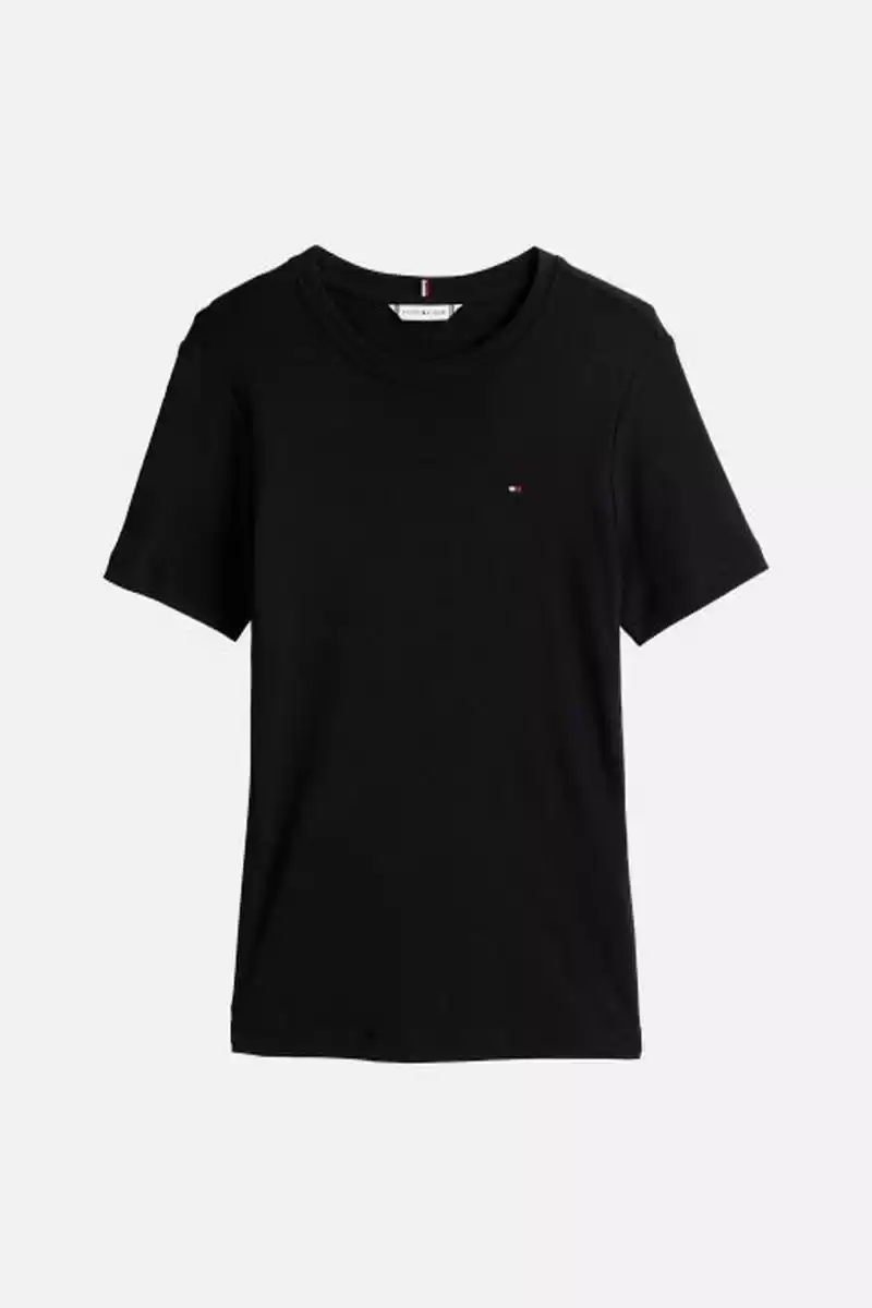 Tommy Hilfiger Kadın  Siyah Yuvarlak  Yaka  Slim T-Shirt