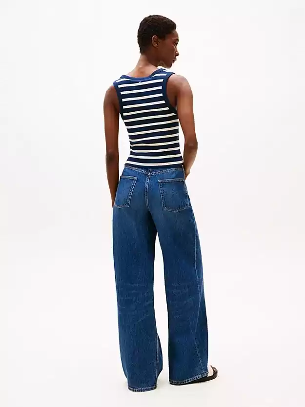 Tommy Hilfiger Kadın Lacivert Slim Fit Düğmeli Askılı Atlet